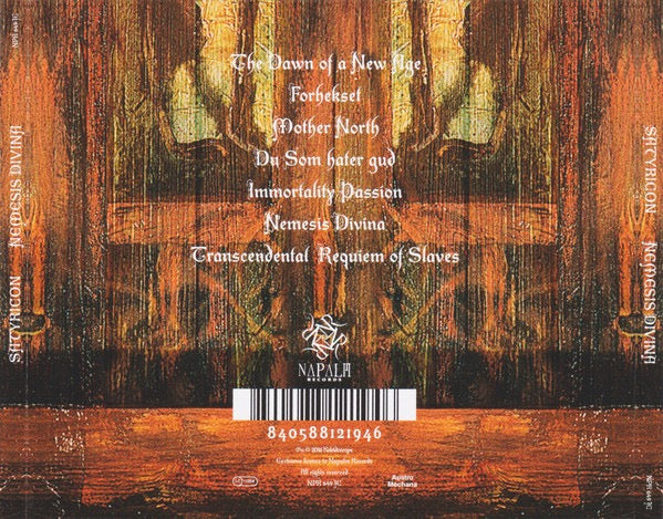 Image of Back Cover of CD - VG+/VG - SATYRICON, Nemesis Divina (Napalm Records; NPR 649 JC, Europe 2019 Reissue, Digibook), Booklet partially detached.,  - 3416184C