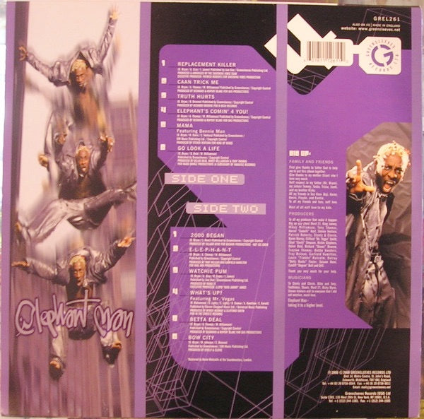 Image of Back Cover of LP - VG/VG+ - ELEPHANT MAN, Comin' 4 You (Greensleeves Records; GREL 261, UK 2000), ,  - 3416156C