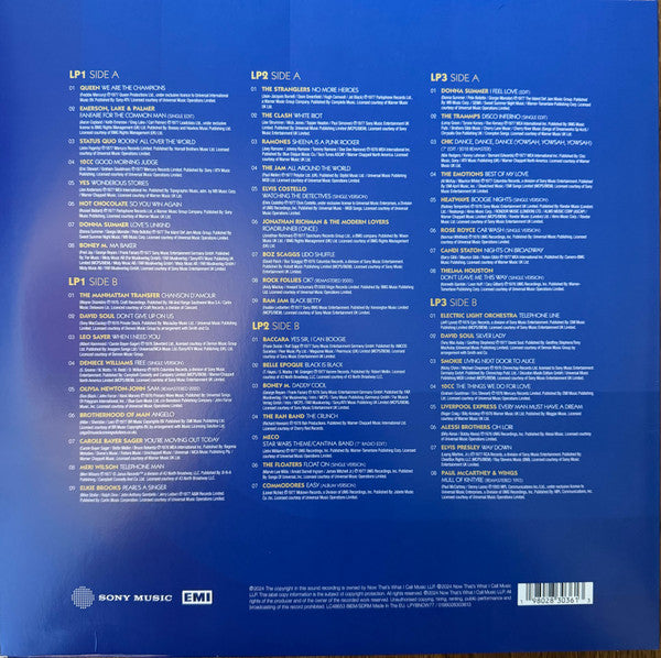 Image of Back Cover of 3xLP - VG+/EX - VARIOUS, Now Yearbook '77 (Sony Music; LPYBNOW77, UK 2024, Black Inners, Blue Vinyl), Corner bump,  - 3446141S