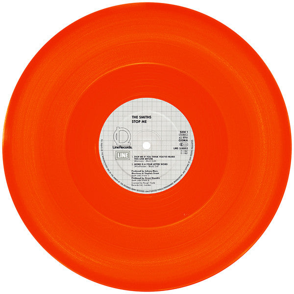 Image of Label Cover of 12" - VG/VG+ - THE SMITHS, Stop Me If You Think You've Heard This One Before (Line Records; LMS 3.00013, Germany 1987, Picture Sleeve, Luminous Orange Vinyl), Still in shrinkwrap with light wear to sleeve. Beautiful disc, essentially NM.,  - 3446089S