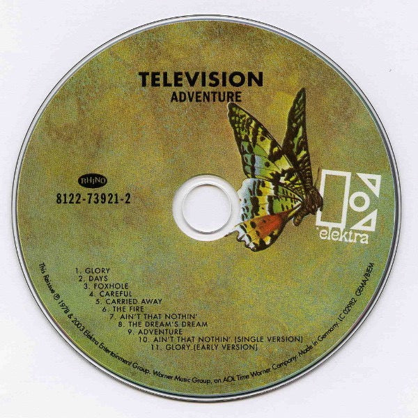 Image of Label Cover of CD - VG+/VG+ - TELEVISION, Adventure (Elektra; 8122-73921-2, Europe 2003 Reissue, Gatefold Card Sleeve, Booklet), ,  - 3416190C