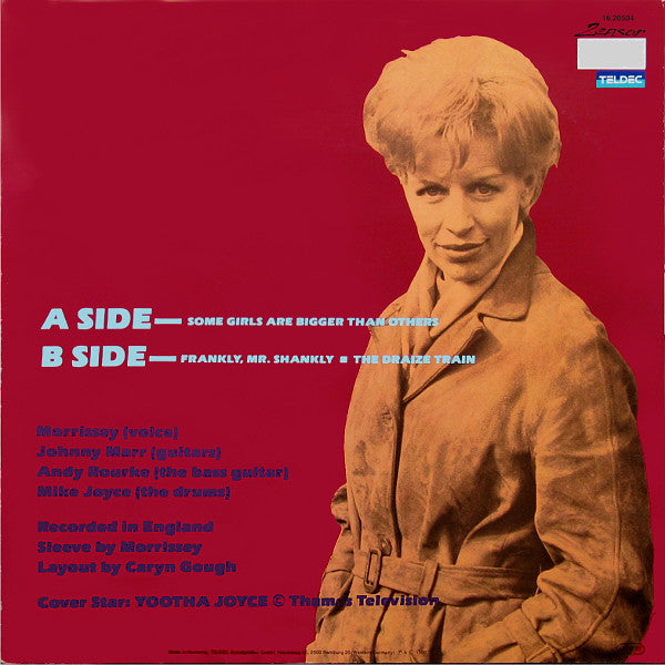 Image of Back Cover of 12" - VG/VG+ - THE SMITHS, Some Girls Are Bigger Than Others (Zensor; 16.20504, Germany 1986, Picture Sleeve, Orange Translucent Vinyl), Edge wear and corner creasing. Pristine disc.,  - 3446095S