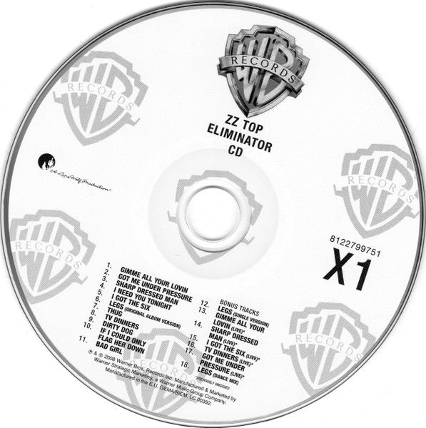 Image of Label Cover of CD - VG/VG - ZZ TOP, Eliminator (Warner Bros. Records; 8122-79975-1, Europe 2008 Reissue, Digipak, Booklet, With DVD), ,  - 3416210C