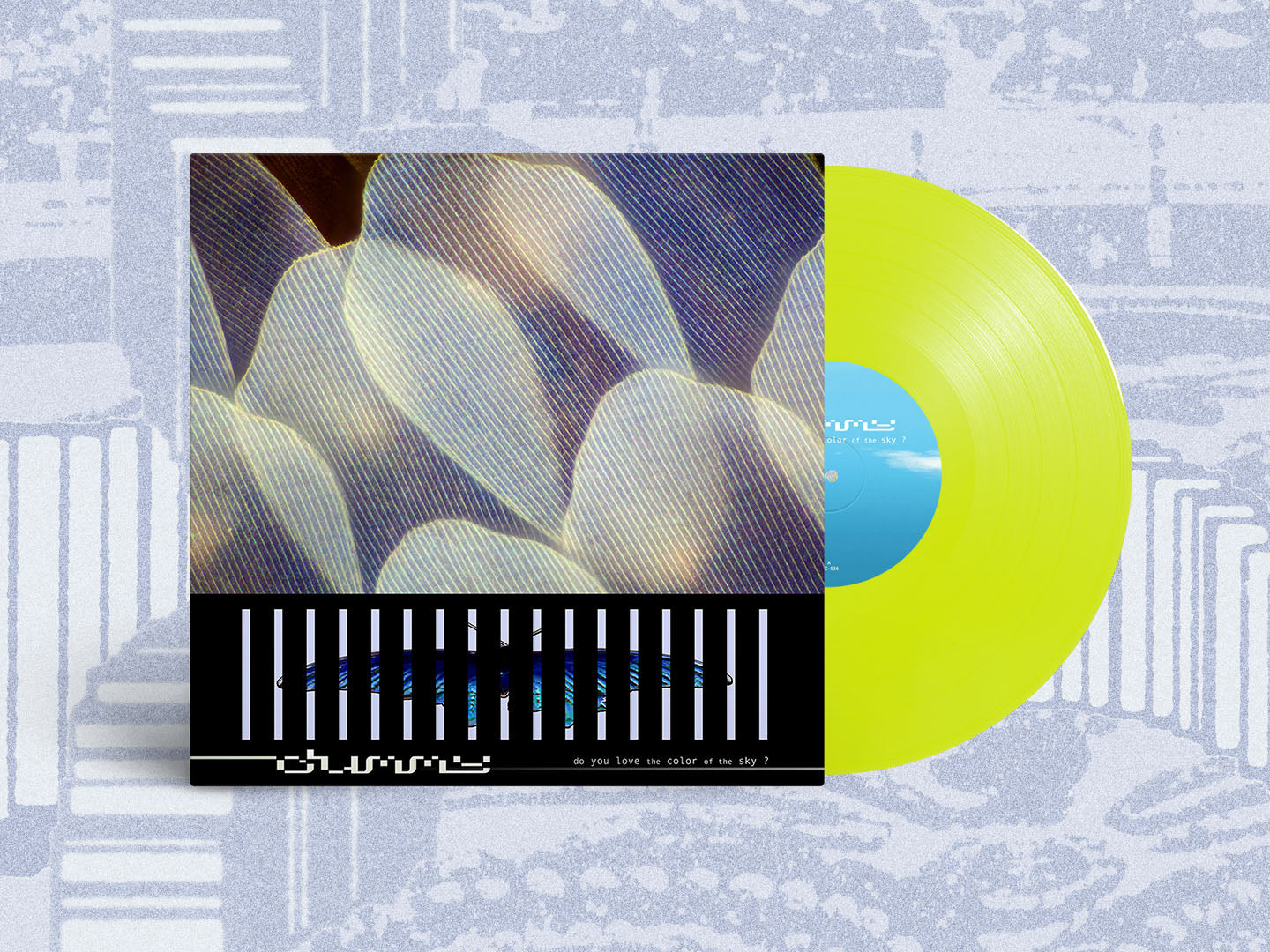 Image of Back Cover of LP - NEW/NEW - DUMMY, do you love the color of the sky? (Polyvinyl; PRC5361, UK 2026, Inner, Poster, Neon Yellow Vinyl, Download Code), , On Dummy’s new album, do you love the color of the sky?, the Los Angeles-based 5-piece deliver a breathtaking piece of work that introduces new textures and rhythms to their already varied and refined catalog. For the band’s third album, and first for new label home Polyvinyl, the group split time between self-recording at their home studio as well 