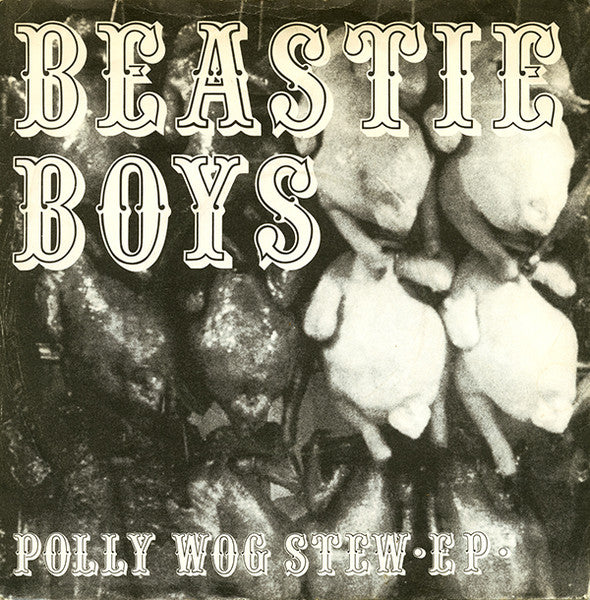 Image of Front Cover of 7" EP - VG/G+ - BEASTIE BOYS, Polly Wog Stew EP (Rat Cage Records; MOTR 21, US 1982, Picture Sleeve, First BB Release, With Kate Schellenbach On Drums.), Plays well with background noise on the run ins. Sleeve shows some edge and ring wear.,  - 3416182C