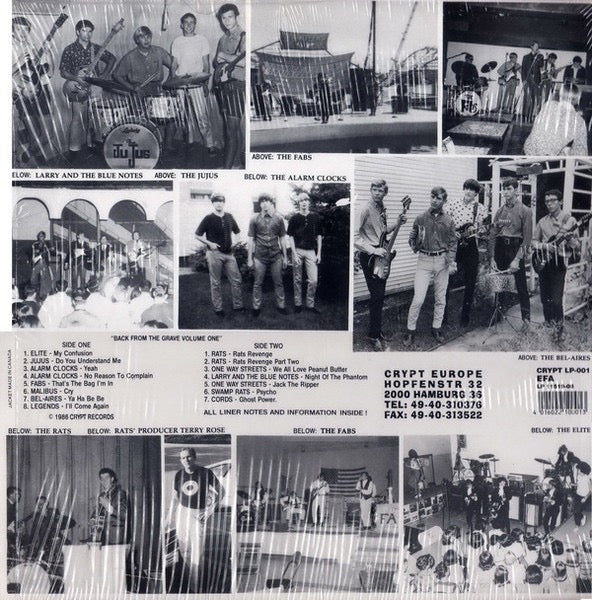Image of Back Cover of LP - VG+/VG+ - VARIOUS, Back From The Grave Volume One (Crypt Records; CRYPT LP 001, Germany 1996 Reissue, No Insert), ,  - 3416095C