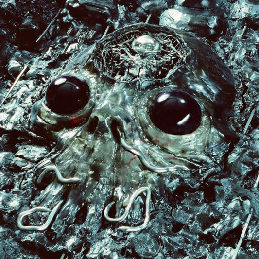Image of Front Cover of LP - NEW/NEW - KING GIZZARD & THE LIZARD WIZARD, Alien Metal (p(doom) records; PDOOM022, UK 2026, Poster, 180g Transucent Recycled Black Vinyl ), , Introducing 'Alien Metal', King Gizzard & The Lizard Wizard's 28th studio album. With this project the group have set their controls for the dark heart of electronic dance music. The album evolved from the "rave shows" Gizzard debuted in 2025, and was largely sculpted cia Eurorack modular synthesisers. The 180g record itself is made from 