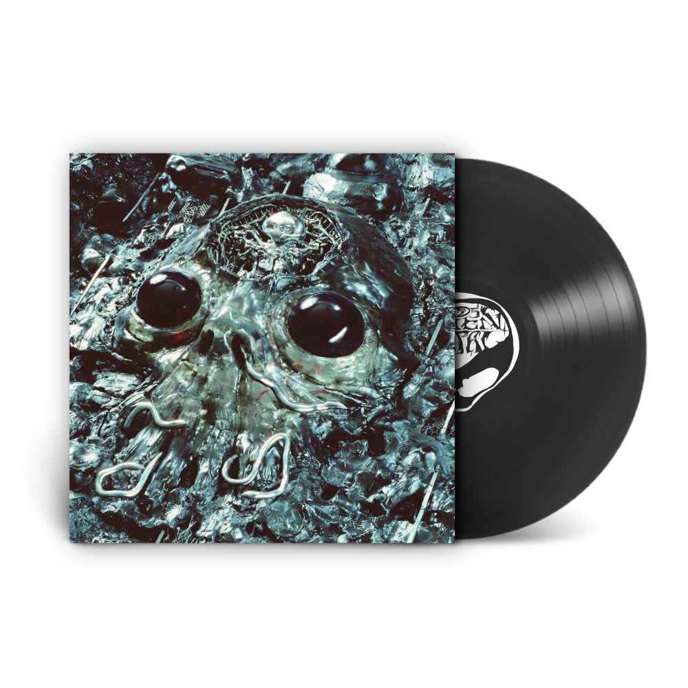 Image of Back Cover of LP - NEW/NEW - KING GIZZARD & THE LIZARD WIZARD, Alien Metal (p(doom) records; PDOOM022, UK 2026, Poster, 180g Transucent Recycled Black Vinyl ), , Introducing 'Alien Metal', King Gizzard & The Lizard Wizard's 28th studio album. With this project the group have set their controls for the dark heart of electronic dance music. The album evolved from the "rave shows" Gizzard debuted in 2025, and was largely sculpted cia Eurorack modular synthesisers. The 180g record itself is made from 1