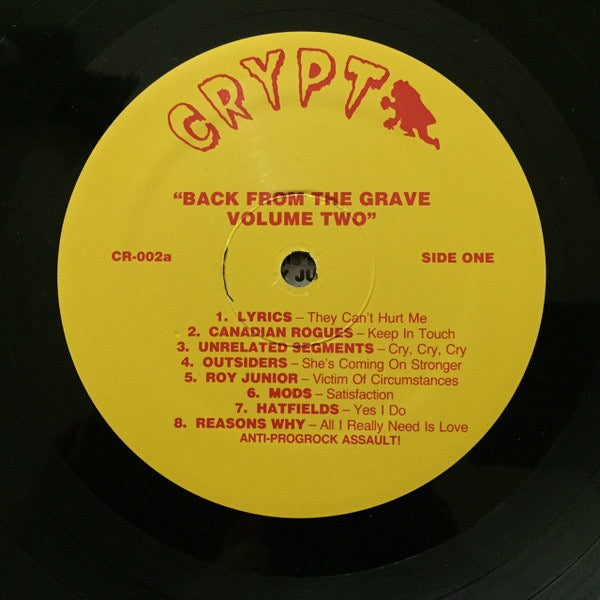 Image of Label Cover of LP - VG+/VG+ - VARIOUS, Back From The Grave Volume Two (Crypt Records; Crypt 002, Germany 2014 Reissue, Insert), ,  - 3416096C