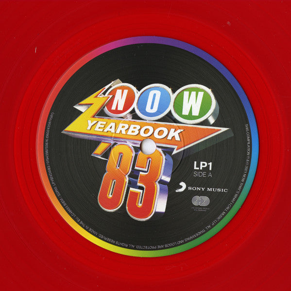 Image of Label Cover of 3xLP - VG/G+ - VARIOUS, Now Yearbook '83 (Sony Music; LPYBNOW83, UK 2021, Black Inners, Red Vinyl), Large audible mark on track 1 and 2 of disc 1, side 2. Plays through with loud pop. Rest of the sides are NM. Heavy creasing, faint ring wear.,  - 3446204S