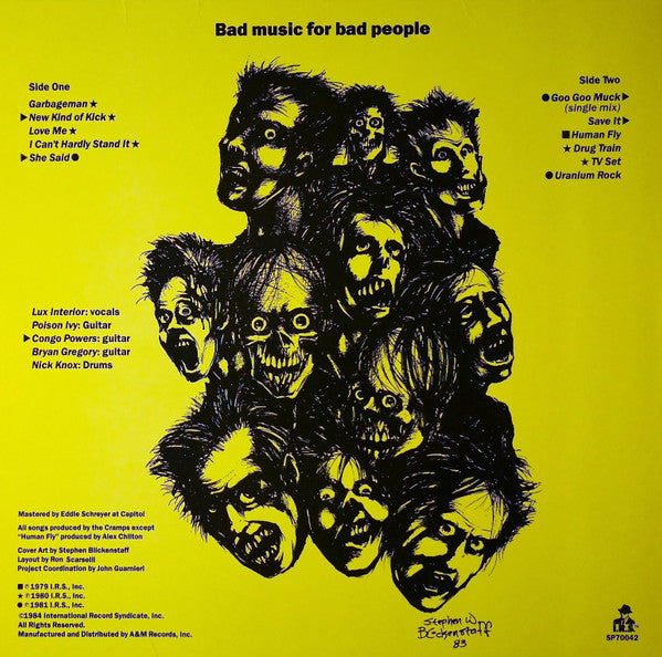 Image of Back Cover of LP - VG/VG+ - THE CRAMPS, Bad Music For Bad People (I.R.S. Records; SP 70042, US 2010 Reissue, White Vinyl, Unofficial Release), ,  - 3416270C