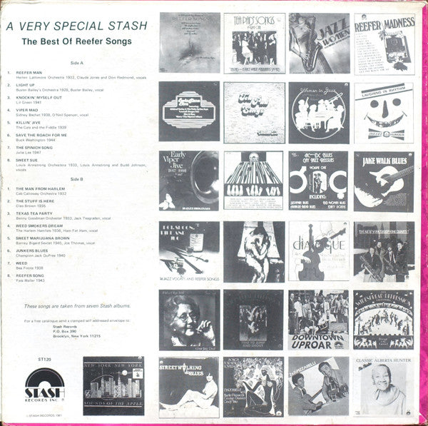 Image of Back Cover of LP - VG/VG+ - VARIOUS, A Very Special Stash (The Best Of Reefer Songs) (Stash Records Inc. ; ST 120, US 1981), Ring Wear,  - 3426120E