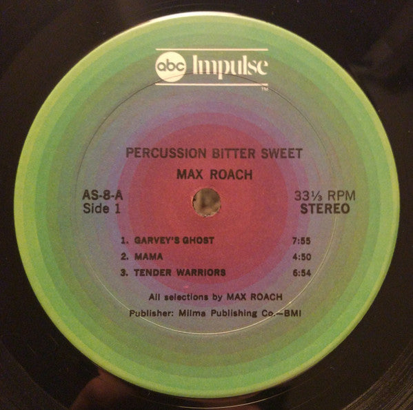 Image of Label Cover of LP - VG/VG+ - MAX ROACH, Percussion Bitter Sweet (ABC Impulse!; AS-8, US 1974 Reissue, Gatefold), Strong VG+, Edge and Ring Wear,  - 3426105E