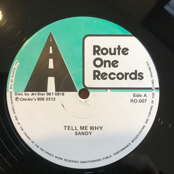 Image of Front Cover of 12" - /VG+ - SANDY , Tell Me Why (Route One; RO 007, UK 1980s), ,  - 3426122E