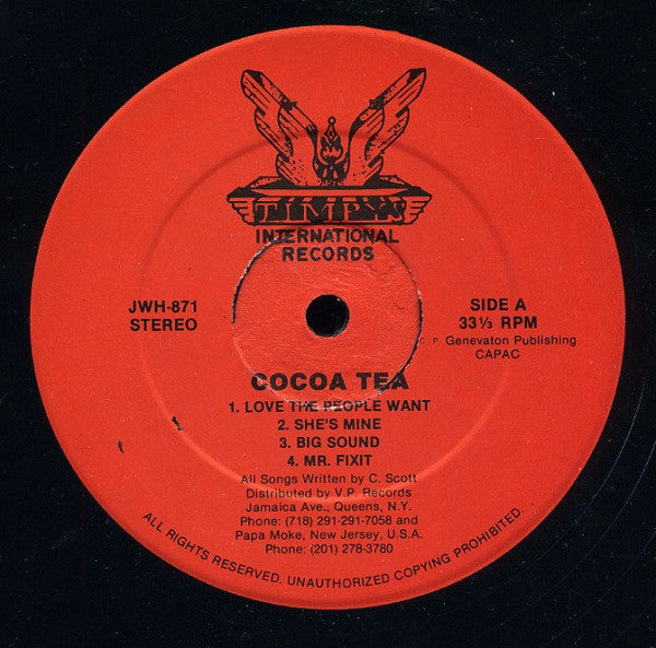 Image of Label Cover of LP - VG/G+ - COCOA TEA, Cocoa Tea (Jimpy's International; JWH-871, Canada 1986, Picture Sleeve), ,  - 3426125E