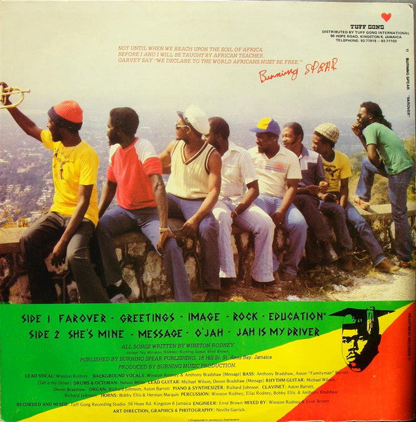 Image of Back Cover of LP - VG/VG+ - BURNING SPEAR, Farover (Burning Spear; , Jamaica 1982), ,  - 3426126E