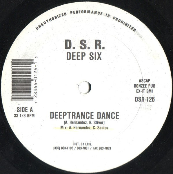 Image of Front Cover of 12" - /VG+ - DEEP SIX, Deeptrance Dance (Deep South Recordings; DSR-126, US 1992, Plain Sleeve), Highlighter over "Deep Dub" title. ,  - 3446215S