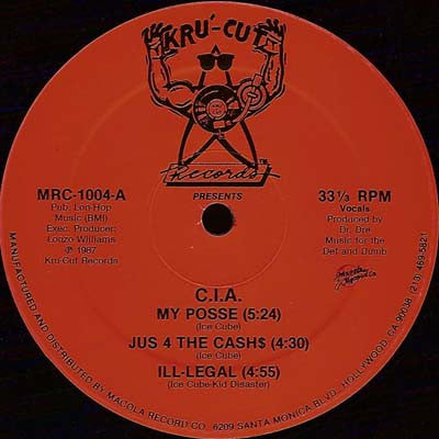 Image of Label Cover of 12" - VG+/VG - C.I.A., Cru' In Action! (Kru-Cut Records ; MRC-1004, US 1987, Picture Sleeve), ,  - 3446218S