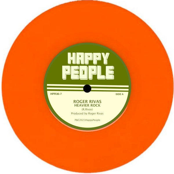Image of Front Cover of 7" - EX/EX - ROGER RIVAS, Heavier Rock / Cold Damage (Happy People; HPR36-7, UK 2021, Stamped Company Sleeve, Limited Numbered Edition of 100 / Orange Vinyl / Solid Centre), ,  - 3416405C