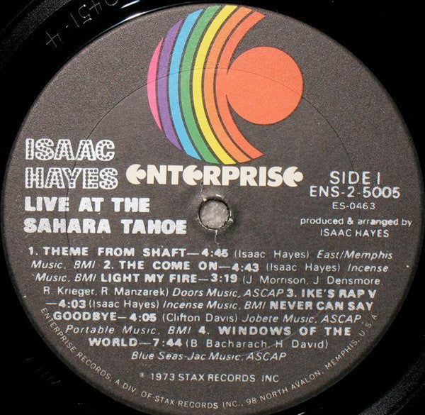 Image of Label Cover of 2xLP - G+/VG - ISAAC HAYES, Live At The Sahara Tahoe (Enterprise; ENS-2-5005, US 1973, Die Cut Gatefold Sleeve), Some wear / light damage on sleeve corners, along opening and spine, and at corners of die-cut doors,  - 3416415C