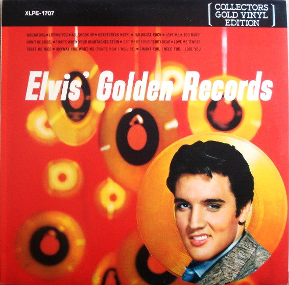 Image of Front Cover of LP - VG/VG+ - ELVIS PRESLEY, Elvis' Golden Records (RCA; XLPE-1707, Canada 1978 Reissue, No "Elvis" Company Inner, Transparent Gold Vinyl Collectors Edition. HKD Runout Side One), ,  - 3416395C