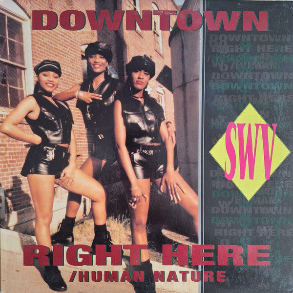 Image of Front Cover of 12" - VG/VG - SWV, Downtown / Right Here (Human Nature) (RCA; 07863 62658-1, US 1993, Picture Sleeve), Sleeve has hype stickered shrink. Wear and small rips along opening,  - 3416420C