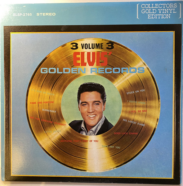 Image of Front Cover of LP - VG/VG - ELVIS PRESLEY, Elvis' Golden Records - Volume 3 (RCA Victor; XLSP-2765, Canada 1978 Reissue, No "Elvis" Company Inner, Transparent Gold Vinyl Collectors Edition), ,  - 3416396C