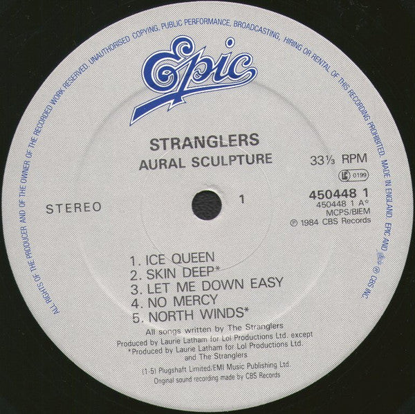 Image of Label Cover of LP - VG/VG - THE STRANGLERS, Aural Sculpture (Epic; 450448 1, UK 1980s Reissue, Company Inner), Light marks, edge & ring wear+,  - 3446265S