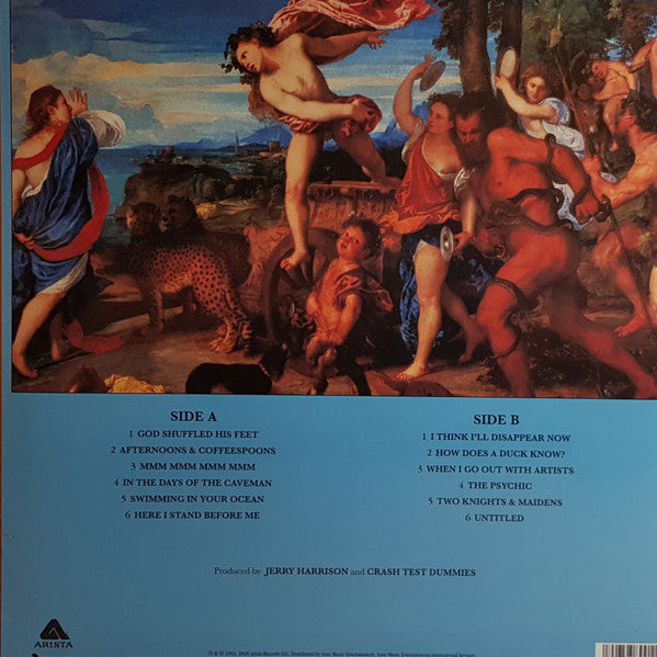 Image of Back Cover of LP - VG+/VG+ - CRASH TEST DUMMIES, God Shuffled His Feet (Arista; 19075889911, Europe 2019 Reissue, Inner, 180 Gram Vinyl), Still in hype stickered shrinkwrap.,  - 3416433C