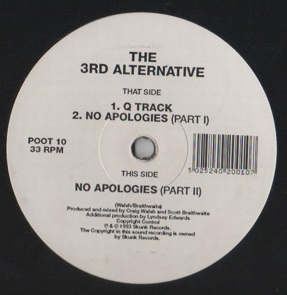 Image of Front Cover of 12" - G+/G+ - THE 3RD ALTERNATIVE, No Apologies (Skunk Records; POOT 10, UK 1993), ,  - 3446252S