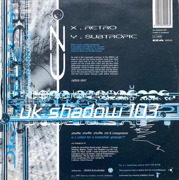 Image of Back Cover of 12" - VG/VG - EZ ROLLERS, Retro / Subtropic (Moving Shadow; SHADOW 103, UK 1997, Picture Sleeve), ,  - 3426160E