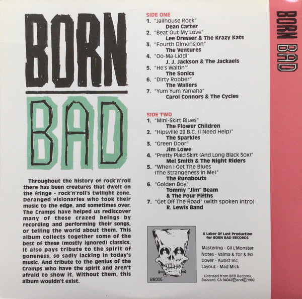 Image of Back Cover of LP - VG/VG - VARIOUS, Born Bad Volume Six (Born Bad; BB006, US 1992, Gatefold, Unofficial Release), A few marks but all light, small top seam split.,  - 3416436C