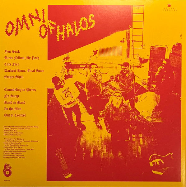 Image of Back Cover of LP - VG+/VG - OMNI OF HALOS, Omni Of Halos (L vely; LLY056, Sweden 2022, Insert & Black Inner, Limited to 500 Copies, Green Vinyl), Strong VG. Light hairlines. In hype stickered plastic outer.,  - 3426165E