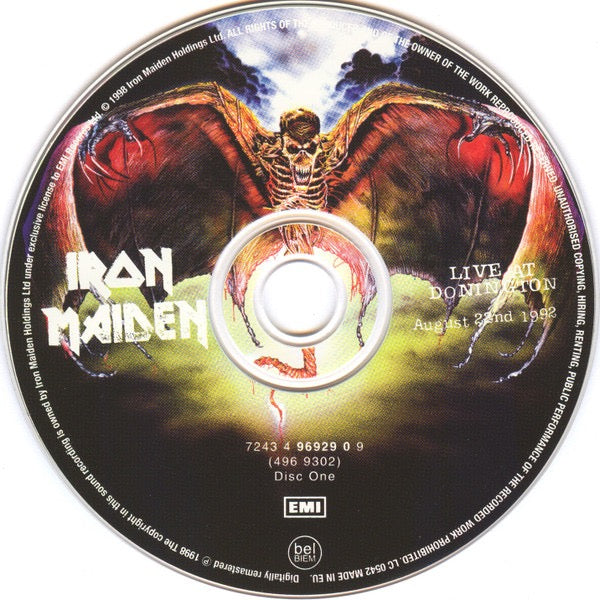 Image of Label Cover of 2xCD - VG+/VG+ - IRON MAIDEN, Live At Donington (EMI; 7243 4 96929 0 9, Europe 1998 Reissue, Double CD Case), ,  - 3416481C