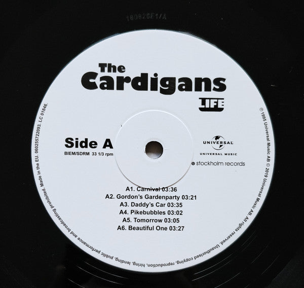 Image of Label Cover of LP - EX/EX - THE CARDIGANS, Life (Stockholm Records; 060255722093, Europe 2019 Reissue, Inner), Opened instore, still in hype stickered shrinkwrap.,  - 3426171E