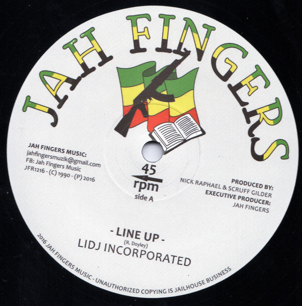 Image of Front Cover of 12" - /VG+ - LIDJ INCORPORATED, Line Up (Jah Fingers Music; JFR1216, UK 2016 Reissue), ,  - 3426190E