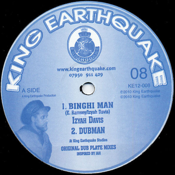 Image of Front Cover of 12" - /VG+ - IZYAH DAVIS, Binghi Man / As It Was (King Earthquake; KE12-008, UK 2010), ,  - 3426192E