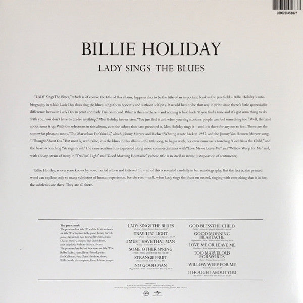 Image of Back Cover of LP - VG+/EX - BILLIE HOLIDAY, Lady Sings The Blues (Verve Records; MGV-8099, US 2013), Seal opened instore, still in hype stickered shrinkwrap. Corner crease.,  - 3426173E