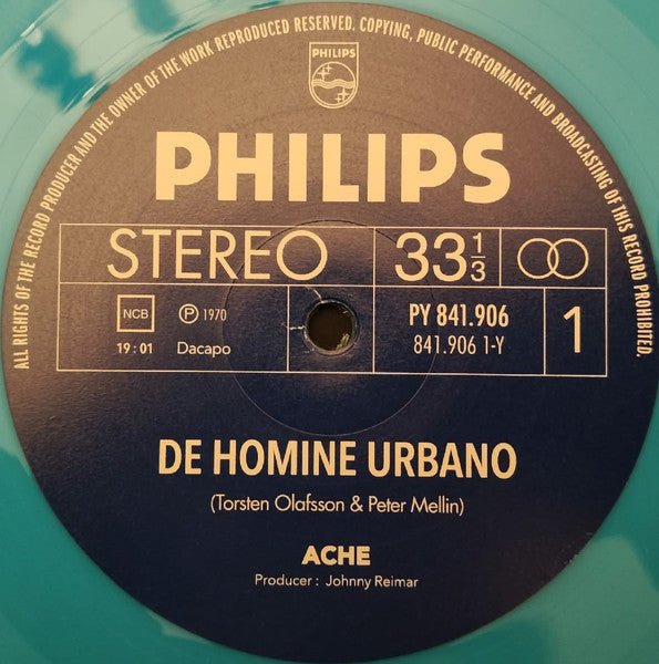 Image of Label Cover of LP - VG/VG+ - ACHE, De Homine Urbano (Philips; PY 841 906, Denmark 2017 Reissue, Gatefold, Turquoise Vinyl), Edge Wear,  - 3446312S