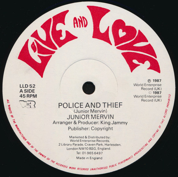 Image of Front Cover of 12" - /VG - JUNIOR MURVIN / BRENT DOWE, Police And Thief / These Eyes (Live And Love; LLD 52, UK 1987), ,  - 3426197E