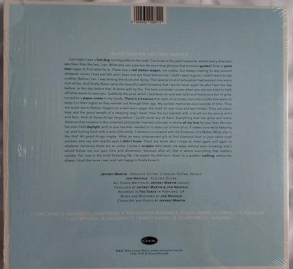 Image of Back Cover of LP - EX/EX - JEFFREY MARTIN, Thank God We Left The Garden (Loose Music; VJLP281, Europe 2023, Inner, 140 Gram Vinyl), Opened Instore, Still In Stickered Shrinkwrap,  - 3446318S