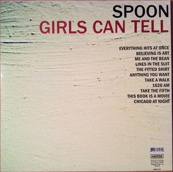 Image of Back Cover of LP - EX/VG - SPOON, Girls Can Tell (Merge Records; MRG195, US 2008, Inner), Paper scuffs, light hairlines. Still in hype stickered shrinkwrap.,  - 3426205E