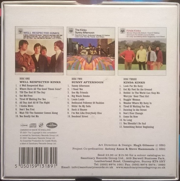 Image of Back Cover of 3xCD - VG/VG - KINKS, The Marble Arch Years (Castle Music; CMGBX318, UK 2001, Clamshell Box Set, Inners & Insert), Shelf Wear,  - 3416510C