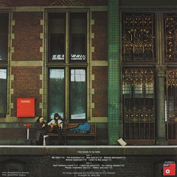 Image of Back Cover of LP - VG/G+ - FON KLEMENT, I Feel Lonely In My Town (BASF; 16-25204-3, Netherlands 1973, Laminated Gatefold Sleeve), Signed by artist inside gatefold,  - 3426186E