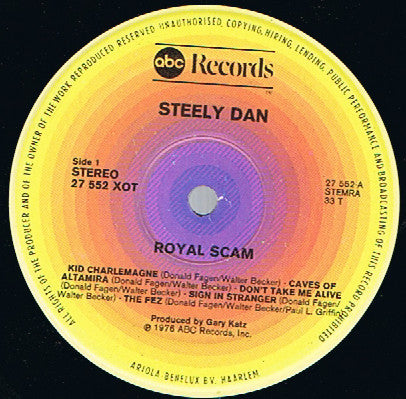 Image of Label Cover of LP - VG/VG - STEELY DAN, The Royal Scam (ABC Records; 27 552 XOT, Netherlands 1976, Inner), Edge Wear,  - 3446334S