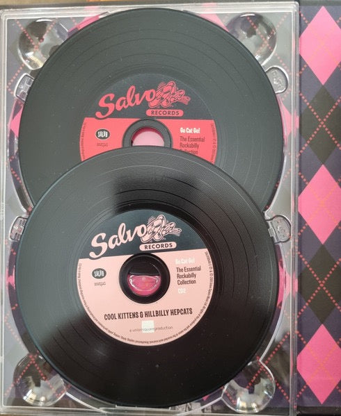 Image of Label Cover of 4xCD - VG+/VG+ - VARIOUS, Go Cat Go! The Essential Rockabilly Collection (Salvo; SALVOBX411, US 2015, Box Set, Booklet), ,  - 3416552C