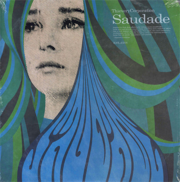 Image of Front Cover of LP - VG+/EX - THIEVERY CORPORATION, Saudade (Eighteenth Street Lounge Music; ESL 2201, US 2014, Pasteback Sleeve), Seal opened instore, still in hype stickered shrinkwrap. Corner bump.,  - 3426213E