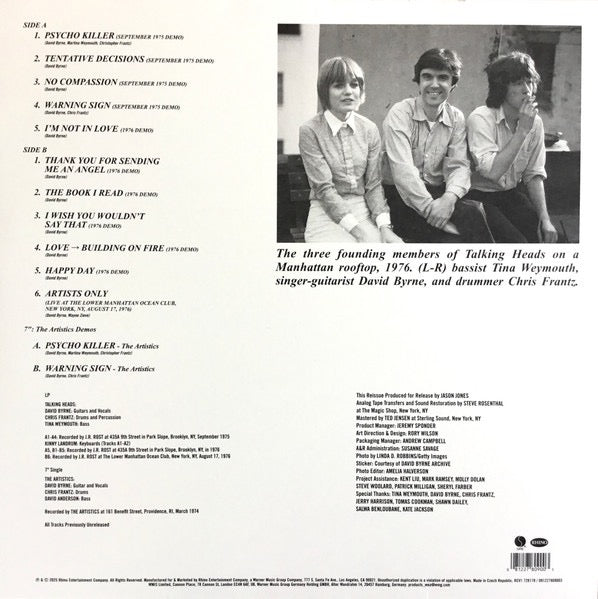 Image of Back Cover of LP - NEW/NEW - TALKING HEADS, Tentative Decisions: Demos & Live (Sire; RCV1 728178, Worldwide 2025, Clear Vinyl, With 7"), ,  - 3436188E