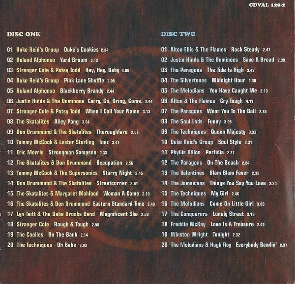 Image of Back Cover of 2xCD - VG+/VG+ - VARIOUS, Rock Steady! 40 Ska & Rock Steady Classics from Treasure Isle (Charly Records; CDVAL 129-2, Germany 2000, Card Slipcase with Jewel Case inside), ,  - 3416556C