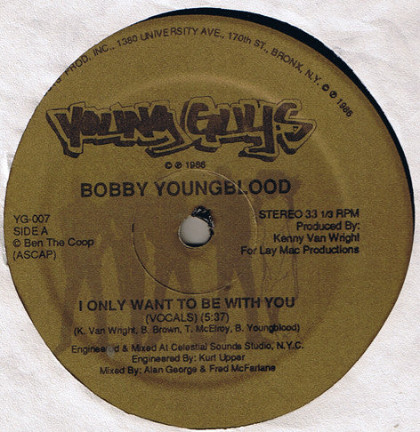 Image of Label Cover of 12" - /VG - BOBBY YOUNGBLOOD, I Only Want To Be With You (Young Guys Records; YG-007, US 1986, Stickered Plain Sleeve), Light marks only,  - 3546033S